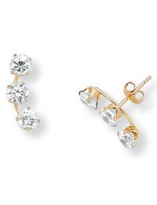 Cubic Zirconia 14k Gold Earrings by PalmBeach Jewelry
