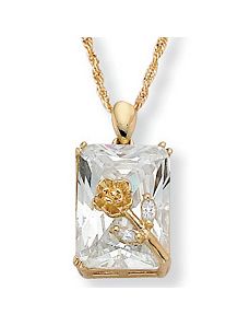Cubic Zirconia Rose Pendant by PalmBeach Jewelry