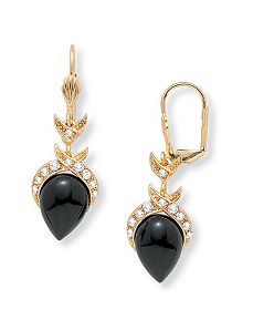 Onyx Pear-Shaped Earrings by PalmBeach Jewelry