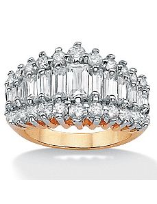Cubic Zirconia 18k/Silver Ring by PalmBeach Jewelry