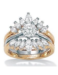 18k/SScubic zirconia Wedding Set by PalmBeach Jewelry