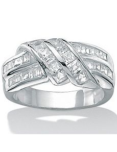 Cubic Zirconia Silver Band by PalmBeach Jewelry