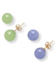 2-Pair Jade Earring Set by Palm Beach Jewelry