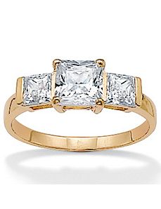 Cubic Zirconia 10k Gold Ring by PalmBeach Jewelry