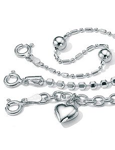 3-Piece Anklet Set 9" by PalmBeach Jewelry