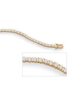 Cubic Zirconia 18k/SS Tennis Bracelet 8" by PalmBeach Jewelry