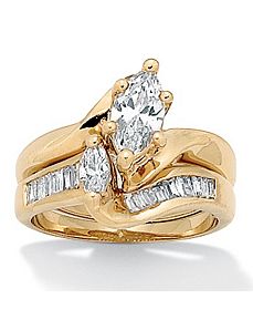 2-Piececubic zirconia Wedding Set by PalmBeach Jewelry