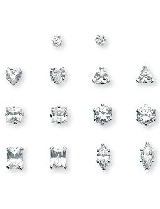 7-Paircubic zirconia Earring Set by PalmBeach Jewelry