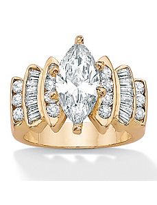 Cubic Zirconia 18k/SS Ring by PalmBeach Jewelry