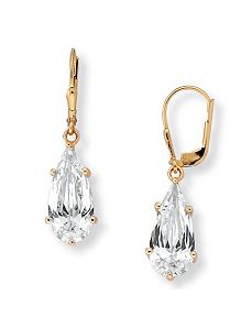 Cubic Zirconia 18k/SS Earrings by PalmBeach Jewelry