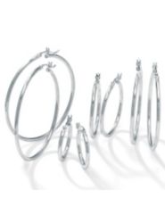 4-Pair Silver Hoop Earring Set by Palm Beach Jewelry