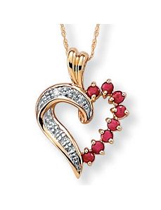 Ruby 10k Gold Heart Pendant by PalmBeach Jewelry