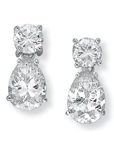 Cubic Zirconia Silver Earrings by PalmBeach Jewelry
