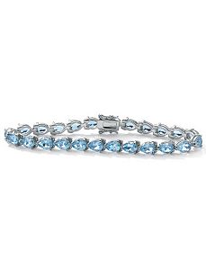 Blue Topaz Silver Bracelet 7 1/2" by PalmBeach Jewelry