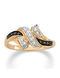 Black/White Diamond Accent 10k Ring by PalmBeach Jewelry