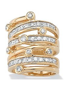 Cubic Zirconia 18k/SS Multi-Row Ring by PalmBeach Jewelry