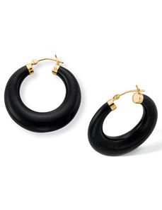 Recon. Onyx Hoop Pierced Earrings by PalmBeach Jewelry