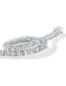 Cubic Zirconia Silver Bracelet 7 1/2" by PalmBeach Jewelry