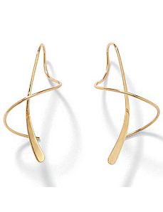 14k Gold Spiral Pierced Earrings by PalmBeach Jewelry