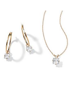 2-Piececubic zirconia 10k Gold Set by PalmBeach Jewelry