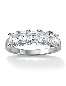Cubic Zirconia Platinum/SS Ring by PalmBeach Jewelry