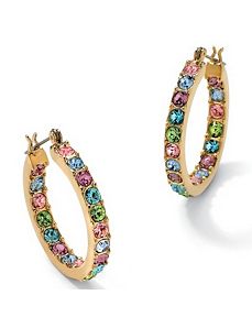 Multi-Color Crystal Hoop Earrings by PalmBeach Jewelry