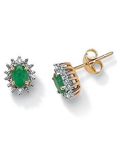 Emerald 10k Gold Earrings by PalmBeach Jewelry