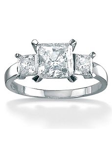 Cubic Zirconia Platinum/SS Ring by PalmBeach Jewelry