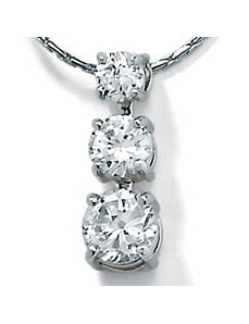 Cubic Zirconia Platinum/SS Triple Pendant by PalmBeach Jewelry
