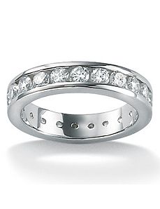 Cubic Zirconia Platinum/SS Round Eternity Ring by PalmBeach Jewelry