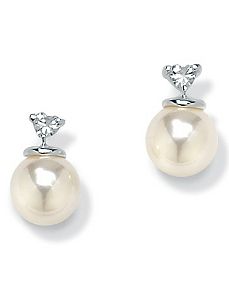 Sim. Pearl Silver Earrings by PalmBeach Jewelry