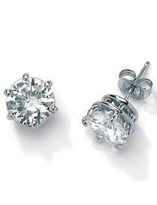 3.94 CT.T.W.Cubic Zirconia Platinum/SS Earrings by PalmBeach Jewelry