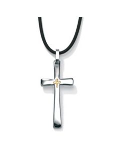 Cross Pendant in Stainless 18K Gold by PalmBeach Jewelry