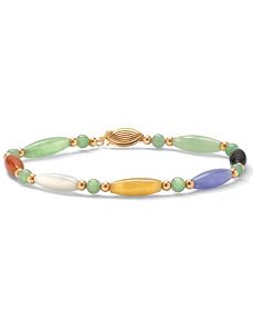 Multi-Color Jade 14k Bracelet 7 1/2 by PalmBeach Jewelry
