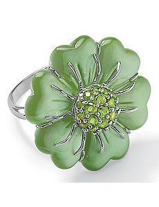 Green Jade Silver Ring by PalmBeach Jewelry
