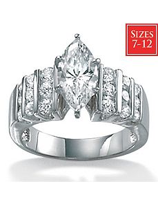 Cubic Zirconia Platinum/SS Ring by PalmBeach Jewelry