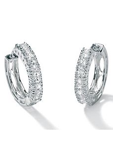 Cubic Zirconia Platinum/SS Earrings by PalmBeach Jewelry