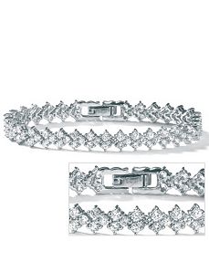 Cubic Zirconia Platinum/SS Bracelet 7 1/2" by PalmBeach Jewelry