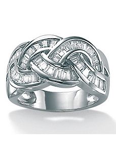Cubic Zirconia Platinum/SS Channel-Set Ring by PalmBeach Jewelry