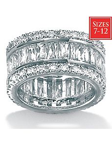 Cubic Zirconia Platinum/SS Eternity Ring by PalmBeach Jewelry