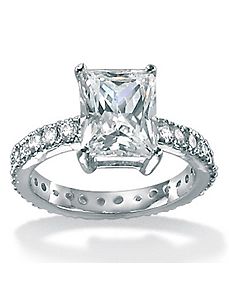 Cubic Zirconia Platinum/SS Eternity Ring by PalmBeach Jewelry
