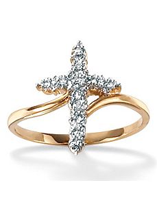 Diamond Accent 10k Cross Ring by PalmBeach Jewelry