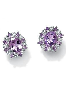 Amethyst Topaz SS Earrings by PalmBeach Jewelry