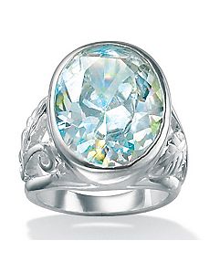 Aurora Borealiscubic zirconia SS Round Ring by PalmBeach Jewelry