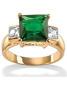 Simulated Emerald/Cubic Zirconia Ring by PalmBeach Jewelry