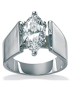 Cubic Zirconia Silver Marquise-Cut Ring by PalmBeach Jewelry