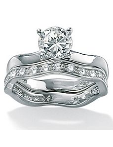 Round Cubic Zirconia Wedding Set by PalmBeach Jewelry