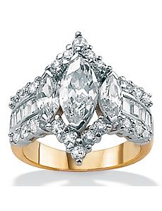 Cubic Zirconia 18k/SS Ring by PalmBeach Jewelry