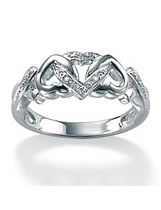 Diamond Acc. Platinum/SS Ring by PalmBeach Jewelry