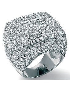 Cubic Zirconia Silver Dome Ring by PalmBeach Jewelry